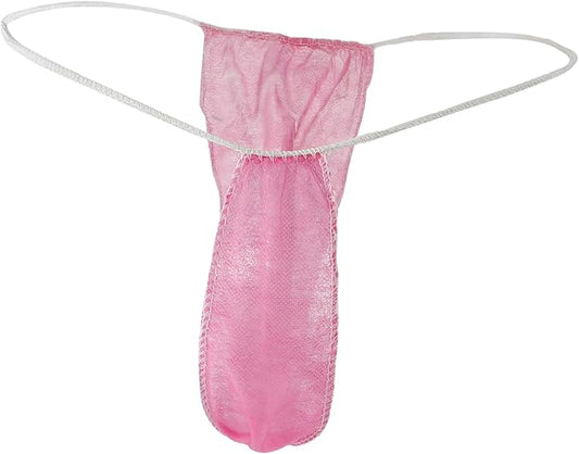 NOLITOY 100pcs Women Disposable Non Woven Thong Panties T Back Low Waist Sauna Briefs Comfortable Stretchy for Spray Tanning Spa Use Pink