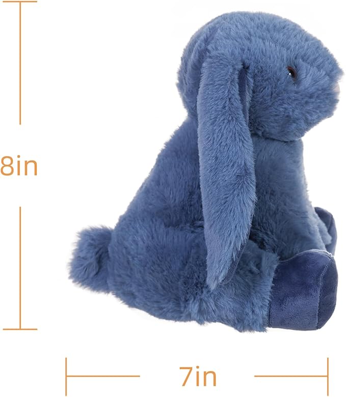 Apricot Lamb Toys Plush Navy Blue Bunny Rabbit Stuffed Animal with Fluffy Soft Ears (Navy Blue Bunny, 8 Inches)