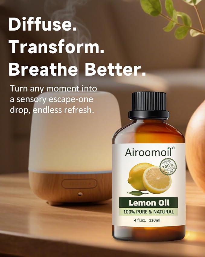 Lemon Essential Oil, 100% Pure, Light Fresh Citrus Scent, 4 Fl Oz | for Aromatherapy, Skin Care, Diffuser Relaxation, Candle Soap Making, DIY Cleaning, Air Freshener Spray, Fragrance Gift