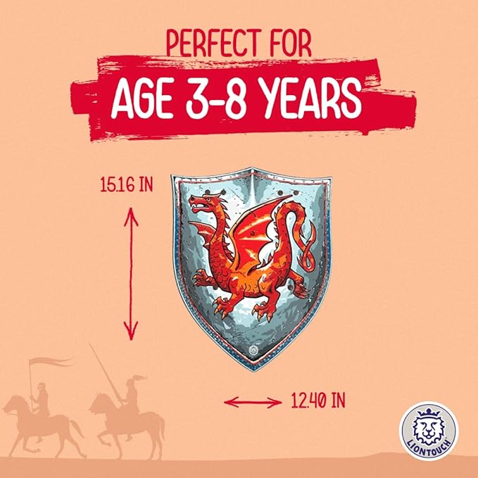 Liontouch Amber Dragon Knight Shield | Medieval Pretend Play Foam Toy for Children Ready for Adventures in The Kingdom | Safe Weapons & Battle Armor for Kid’s Dress Up, Roleplay & Royal Costumes