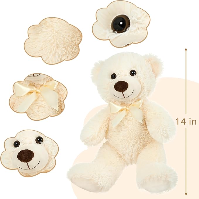 MorisMos Small Teddy Bear Bulk 6 Packs Teddy Bear Stuffed Animal 14" Teddy Bear Plush Toys for Kids, Girls, Birthday Wedding Party, Cream