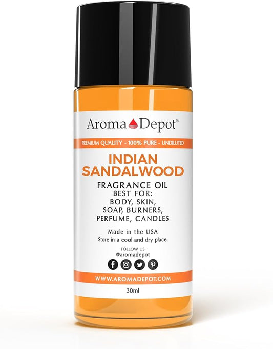 30ml. Indian Sandalwood Roll-on Fragrance Oil, Pure Uncut - for DIY Lotions, Soapmaking, Incense, Aromatherapy Diffusers.