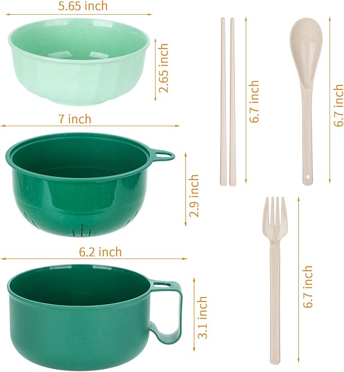 Large Ramen Bowl,40oz Ramen Noodle Bowls Microwavable, Ramen Cooker with strainer, Microwave Pasta Cooker, Gift for College Boys Girls Male Female Dorm Room Essentials Instant Lunch