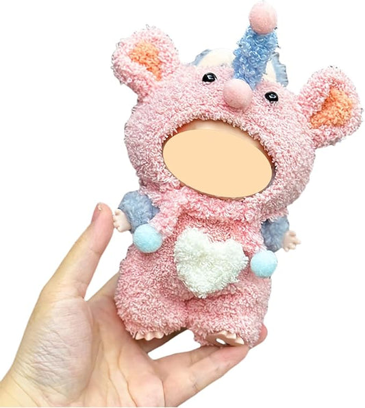 Pink Elephant Animals Clothes for Doll, Crochet Cloth Set for 17cm Dolls, Stylish Adorable Doll's Outfits Accessories
