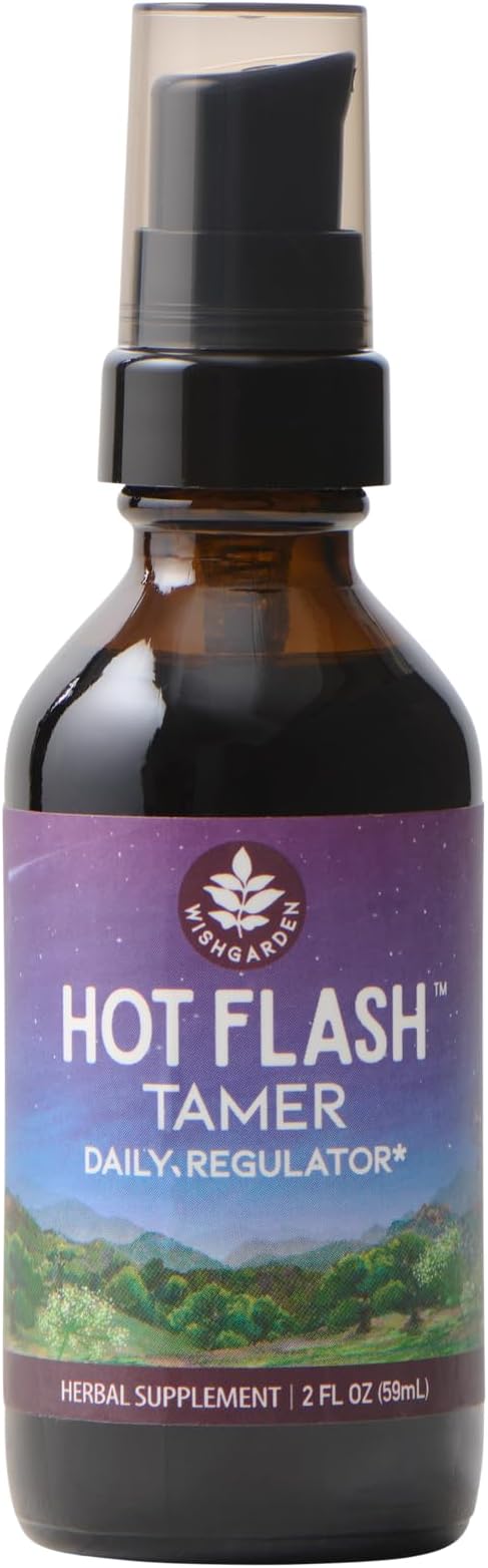 WishGarden Herbs Hot Flash Tamer, Liquid Herbal Tincture, Black Cohosh, Vitex Berry, Menopause Hot Flash Relief, Night Sweats Support, Women's Hormone Balance, 2oz