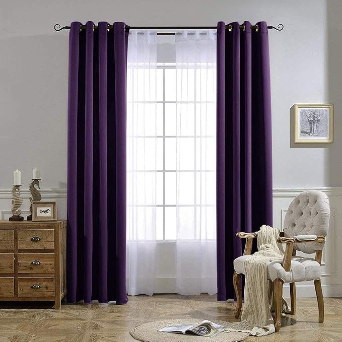 NICETOWN Blackout Curtains Drapery Panels - Window Treatment Royal Purple Blackout Curtains/Panels for Bedroom/Living Room Window, 84 inches Long, 2 Panel Set