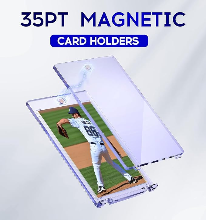 50ct Magnetic Card Holder, 35pt One Touch Card Holder, U-V Protectors Hard Plastic for Trading Cards, Magnet Case, Sports, Game, Football, Baseball