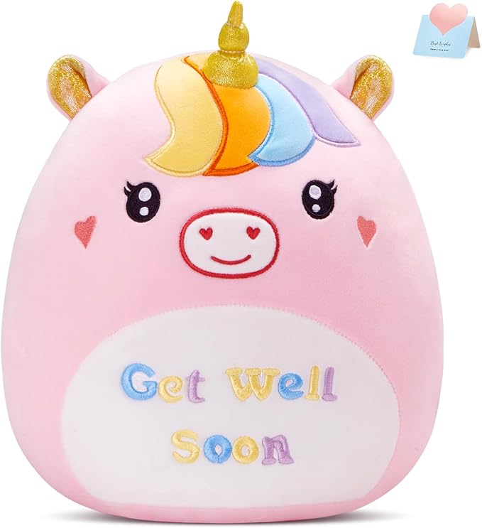 12’’ Get Well Soon Unicorn Plush Pillow,Get Well Soon Gift for Women Girls Kids Patient,Soft Cute Unicorn Stuffed Animal Feel Better Plush Toy,Sofa Cushion Home Decoration