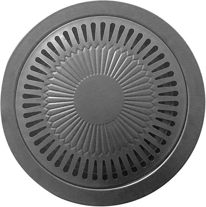 Haofy Korean BBQ Grill Pan Iron Easy to Anti Stick Round Stovetop Barbecue Grill Pan for Home Indoor Outdoor Cooking, Haofypmgriu3s8n