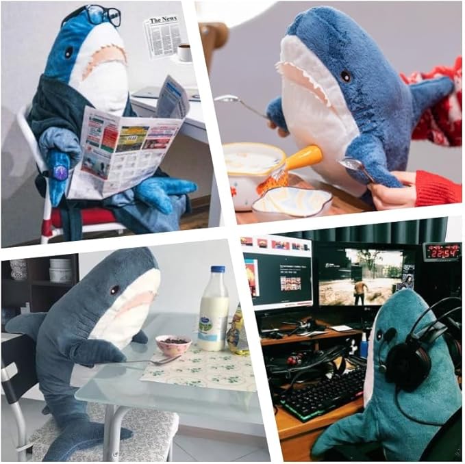 39.3 Inch Giant Shark Plush Stuffed Animal Toy Soft Plush Pillow Shark Stuffed Sea Animals for Boy's and Girl's Room Sofa Decoration and Holiday Birthday Gift