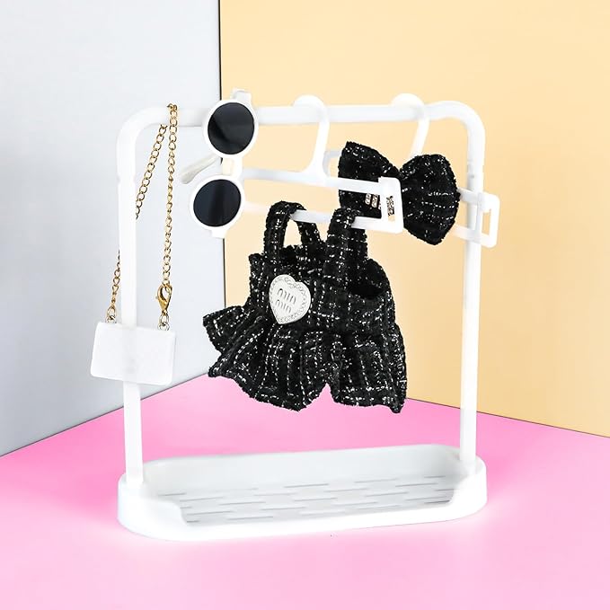 Doll Clothes 17cm Black Outfits Dolls Elegant Black Dress Hair Clips Glasses and Bag Exquisite Clothes Accessories Compatible with Doll (Style 3)