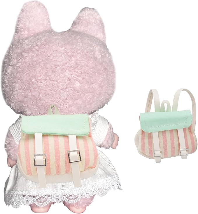 decorational Backpack for Labubu Backpack (15cm & 17cm Monster Keychain, Macaron/Have a seat/Energy). Clothing Accessories for popmart 6.7" Blind Box.(Pink)