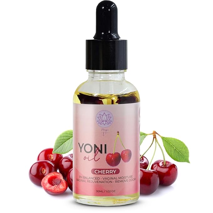 Magic V Yoni Oil for Women – Organic Feminine Care Vaginal Moisturizer, pH Balance & Odor Control, Soothes Ingrown Hair & Razor Bumps – Cherry Scent