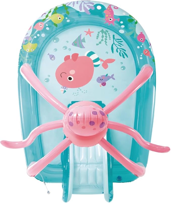 INTEX Friendly Octopus Inflatable Kiddie Pool: Inflatable Kids Pool with Water Sprayer and Slide – Splash Pad – 92" x 72" x 59" – Ages 3+