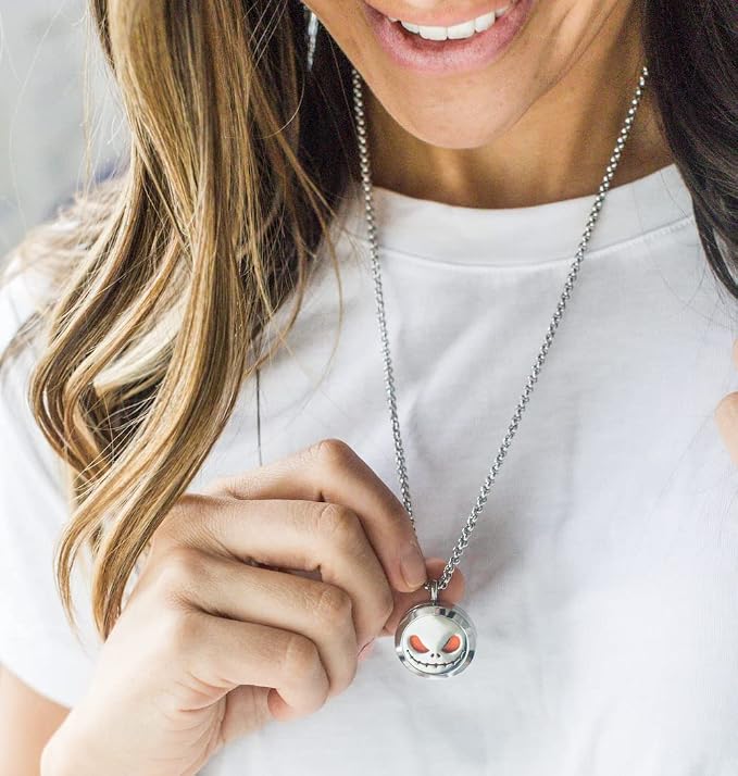 Wild Essentials Jack Skullington Essential Oil Diffuser Necklace (Silver Skull, No Oils)
