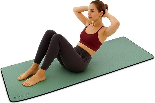MICRODRY Multi-Purpose Fitness Mat, Cushioned & Non-Slip Foam for Yoga, Pilates, HIIT, Skid-Resistant and Tear-Resistant, 24"x72" with Carry Strap