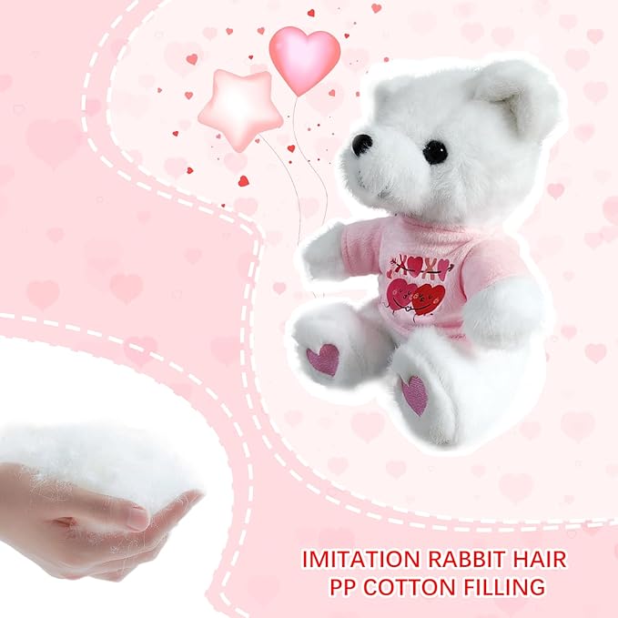 Pink Heart Teddy Bear Stuffed Animal - Soft with Adorable Pink Outfit & Heart-Shaped PawsPlush, for Kids Adults Valentine's Day Birthday
