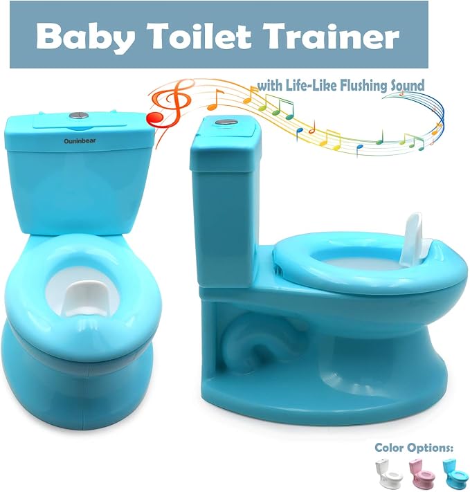 SMT- Baby Kids Portable Blue Realistic Toddler Potty Training Toilet w/Flushing Sound Baby Chair Seat Kid [P/N: ET-BABY004-BLUE]