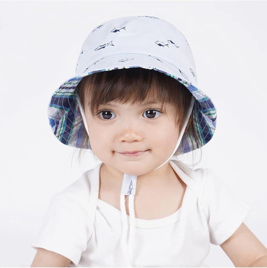 Baby Sun Hat UPF 50+ Sun Protective Toddler Bucket Hat Summer Kids Beach Hats Wide Brim Outdoor Play Hat for Boys Girls