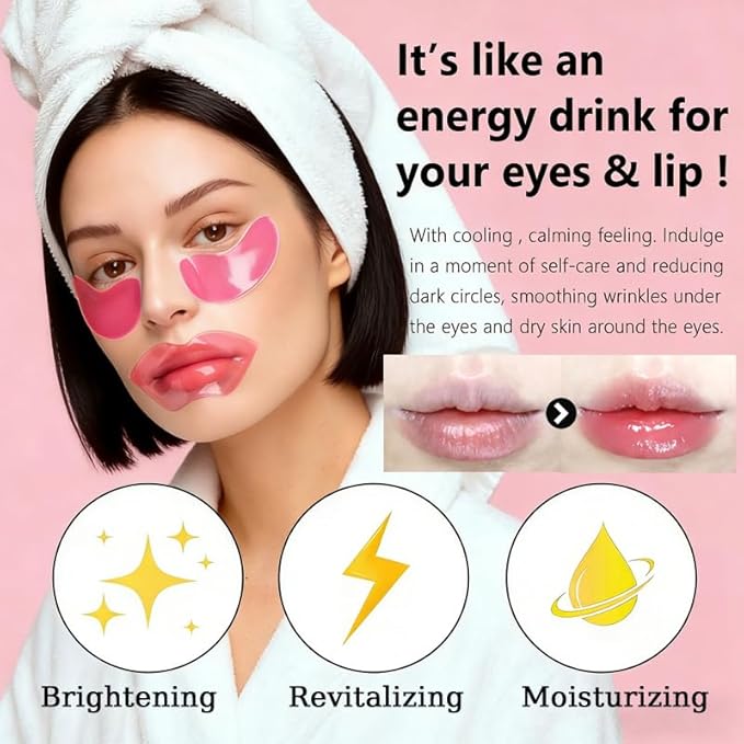 Lingyun 30 Pairs Eye Masks & Lip Mask,Under Eye Patches for Puffy Eyes,Pink Collagen Eye Mask Pads,Anti Wrinkle Patches for Lip, Mothers Day Gifts,Bulk Gifts, Teacher Appreciation Gifts, Small Gifts