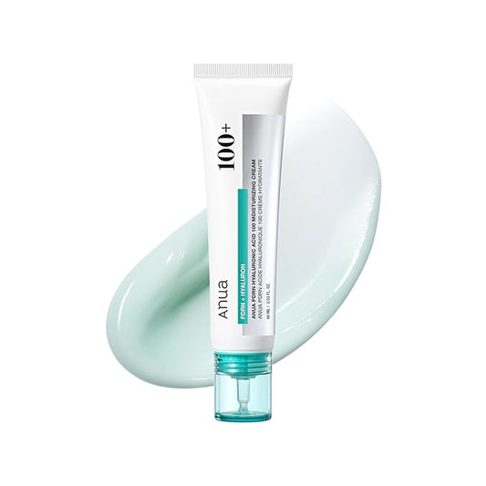 ANUA PDRN Hyaluronic Acid 100 Moisturizing Cream, Lightweight, Non-Greasy Hydrating Face Moisturizer with Salmon DNA for Glass Skin, Korean Skincare (2.02 fl oz)