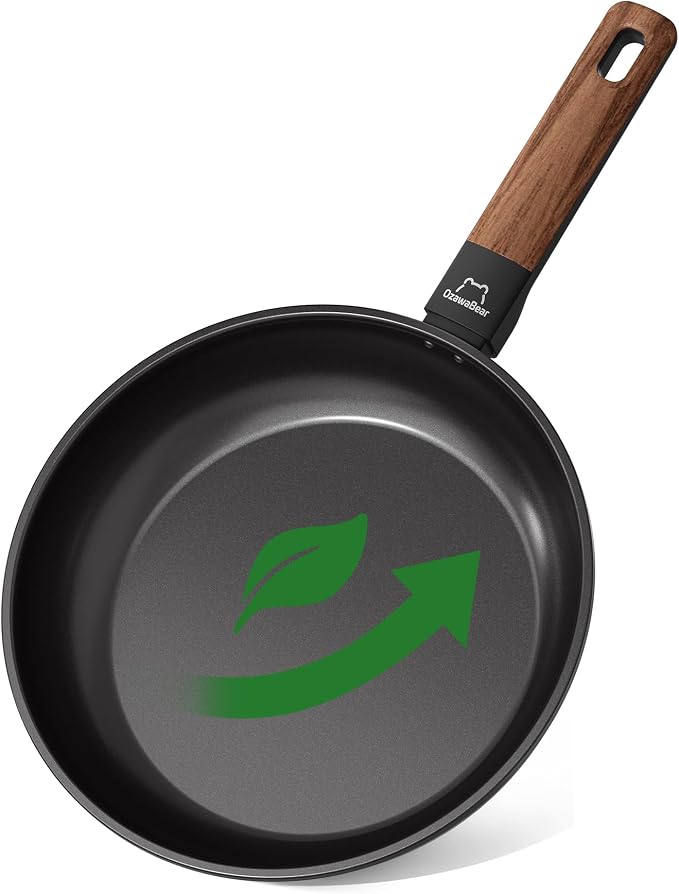 Non Stick Frying Pan Skillet, Titanium Coating Fry Pan Egg Pan Omelet Pan Nonstick, Healthy Induction Cookware Chef's Pan, PFAS PFOA & PTFE Free (9.5 Inch)
