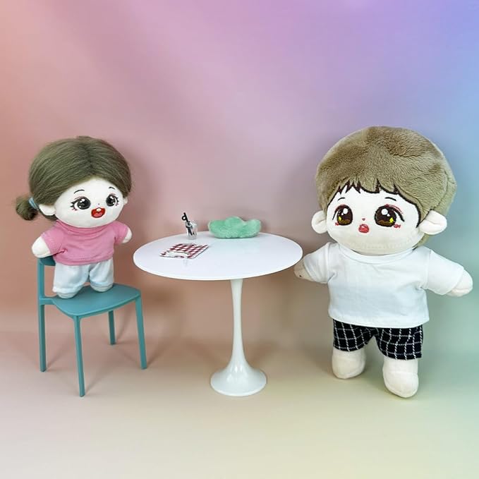 Plush Doll Clothes Solid Color T-Shirt Pants Dress Up Accessories for 10cm 15cm-17cm 20cm Doll (A8, 20cm)