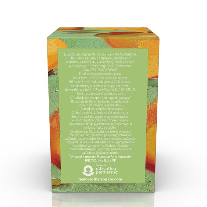 Taylors of Harrogate Mango & Cardamom, Green Tea Individually Wrapped Bags, 20 Count (Pack of 6), Delicate, Refreshing & Sweet, Caffeinated, Enjoy Hot or Iced, 120 Teabags Total