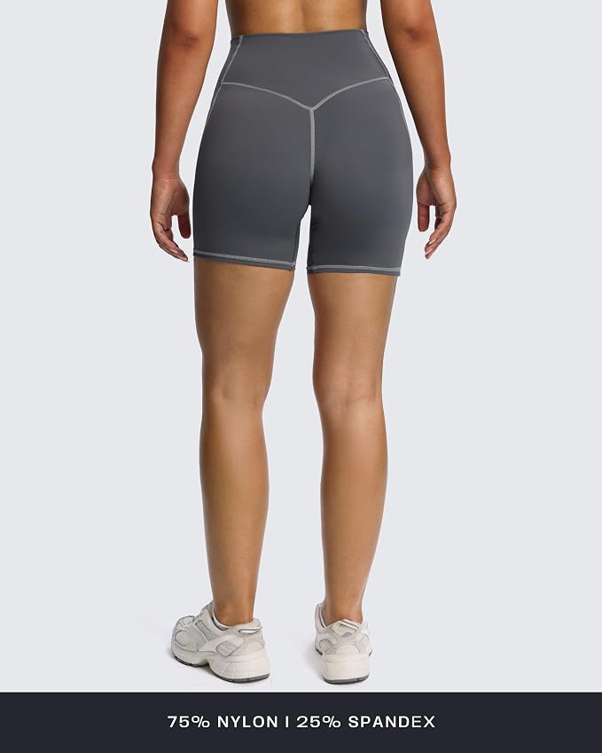 Aoxjox Lexi Lined Workout Biker Shorts for Women Tummy Control High Waisted Exercise Athletic Gym Running Yoga Short 6"