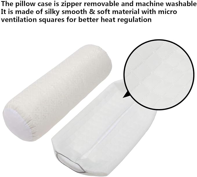 Kingnex Bolster Roll Pillow for Sleeping on Back or Side Under Knee to Relief Lower Back Pain Between Legs for Side Sleepers Cylinder Pillow with Removable Cooling Cover 18x6
