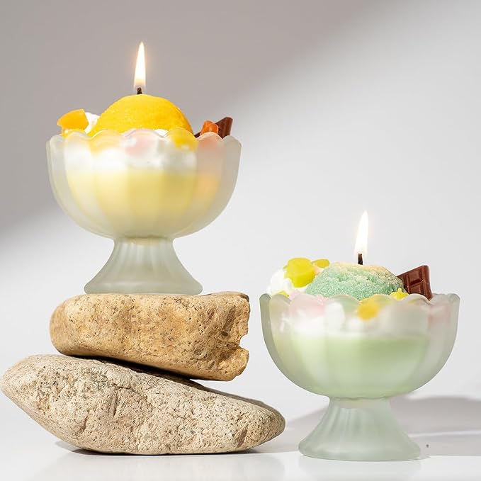 Generic Ice Cream Aromatherapy Candles, Glass Goblet, Decorative Dessert Shape, Fruits Fragrance, Birthday Festival Party Mother Gift (Fragrant Peach)