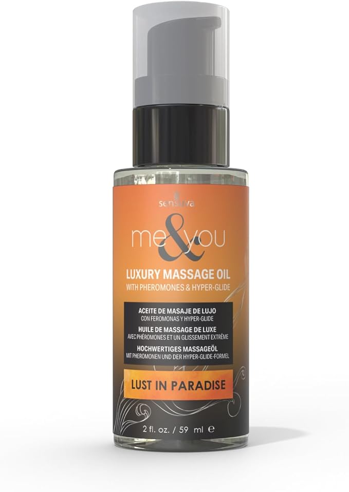 Me & You Massage Oil - Lust in Paradise 2 fl.oz. (59ml) Bottle (Lemon, Ginger, Orange, Vanilla & Sugar)