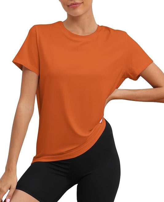 KevaMolly Workout Tops for Women UPF50+ Breathable Loose Fit Yoga T Shirts Short Sleeve Running Gym Athletic Tee Top