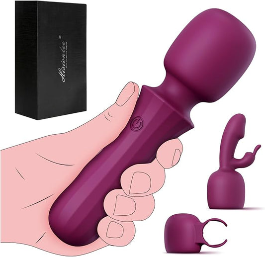 Vibrator Wand Kits Couple Sex Toys with 2 Attachments 10 Patterns for Clit G Spot Clitoral Stimulator, Penis Vibrator Male Masturbator for Glans Massage, Erotic Massage Kits Gift Sets for Women Men