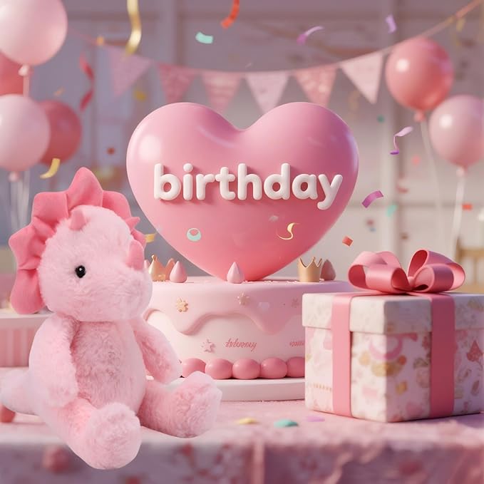 Pink Dinosaur Stuffed Animals for Girls, Dinosaur Toys for Kids 3-5, Soft Plush for Baby and Toddlers, Gifts for Mom Sister Daughter, Xmas Birthday Gift for 4-6, 6-8 Year Old