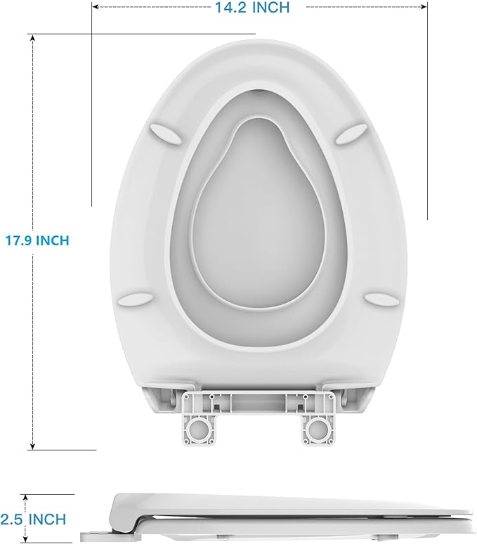 2-Pack Elongated Toilet Seats with Built-In Potty Training, Adult and Child Design with Soft Quiet Close and Non-Slip Features, Magnetic Kids Seat and Cover, White Color for Elongated/Oval Toilets