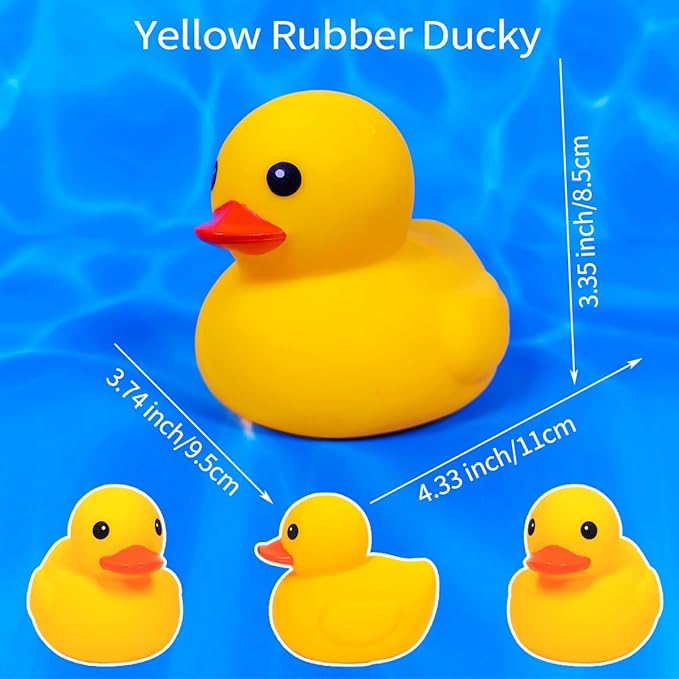 4.3 Inch 10 Pcs Kalafona Rubber Bathtub Duck/Duckie Waterproof No 'Bebe' No Hole Funny Bath Swimming Pool Toy Without Hole for Kids Birthday Party Favor Home Decor