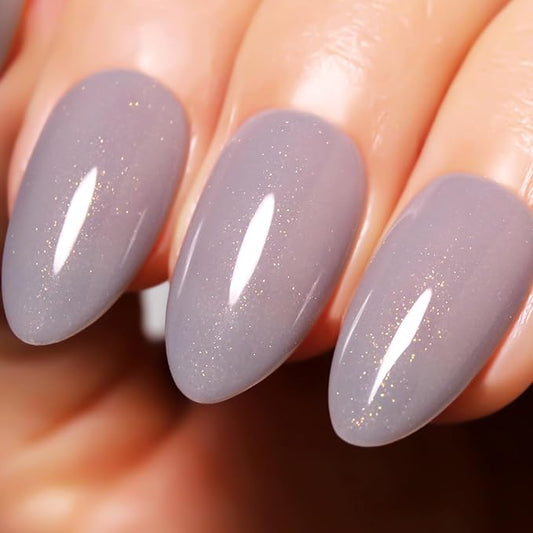 Imtiti Glitter Gel Nail Polish, 0.5 Fl Oz Grey Brown Glitter Gel Polish Soak Off LED U V Gold Shimmer Sparkle Nail Gel Polish DIY Nail Art Starter Manicure Salon Gel Nail Polish Kit