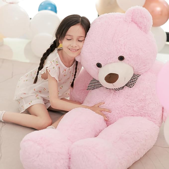 Poutmac 47 inch Giant Teddy Bear Stuffed Animal Big Plush Teddy Bear Valentine's Gift for Girlfriend Soft Stuffed Bear Animals for Christmas,Birthday,Mother's Day (Pink, 47 inch)