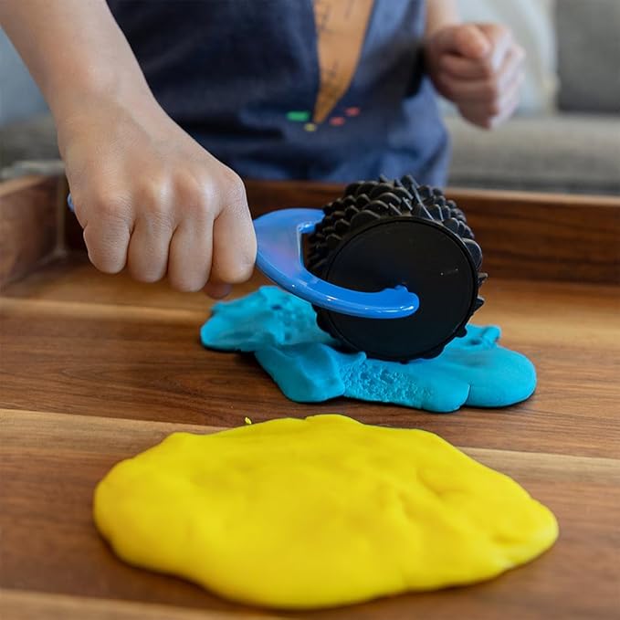READY 2 LEARN Paint and Dough Explorers | 4 Patterns | Set 1 | Original Colors | Chunky Texture Rollers for Kids | Paint, Ink and Play Dough Accessories