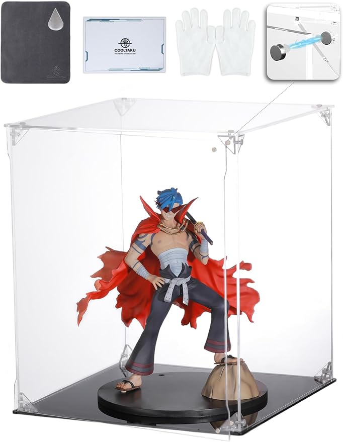 Clear Acrylic Display Case, Front-Open Door with Magnetic Buckle, Assemble Display Box, Dustproof Protection Showcase for Figures, Collections, Models, Toys (10x10x12 inch, 25x25x30 cm)
