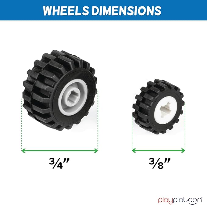 Play Platoon 400 Piece Wheels and Axles Sets, Building Bricks Car Parts & Pieces Kit - Car Building Set with Wheels, Axles & Windshields and Bonus Bricks