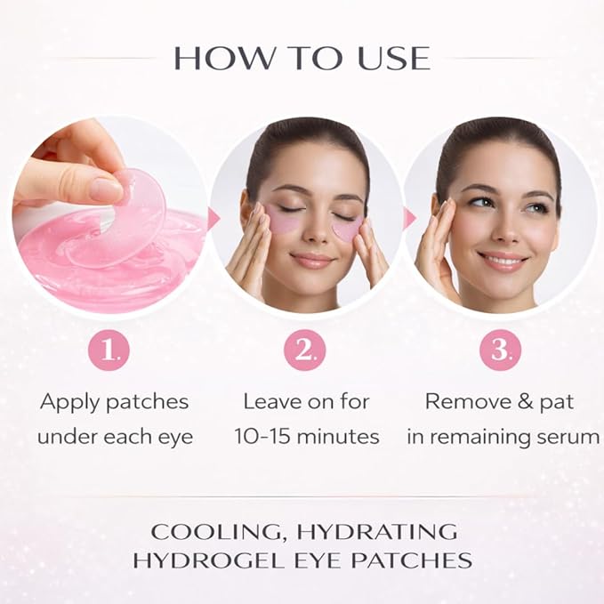 Under Eye Patches for Dark Circles & Puffiness – Collagen, Caffeine & Niacinamide Eye Masks – Hydrating Depuffing Anti-Aging Under Eye Patches for Bags & Fine Lines- 60 ct.