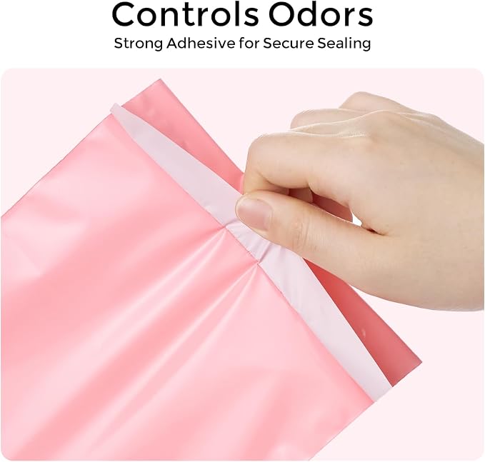 Sanitary Napkin Disposal Bags, Sanitary Bags for Feminine Hygiene Products Tampon Disposable Bags for Sanitary Pads - 100 Ct, 10"x6" Pink Self-Adhesive