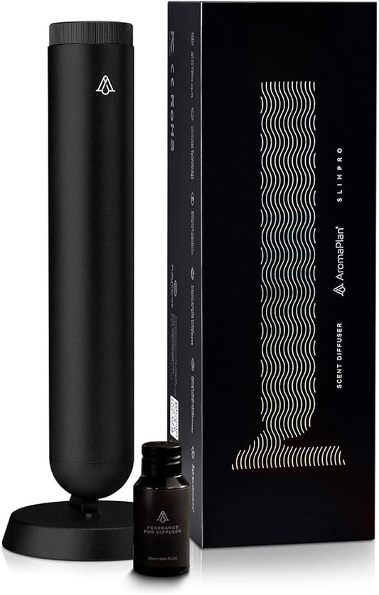 AromaPlan 5-Star Collection Rechargeable Waterless Diffuser (Fragrance Included)- Smart Cold Air Diffuser, Adjust Intensity & Timer, Long Battery Life- Aluminum Body, Luxury Scent Experience, Black