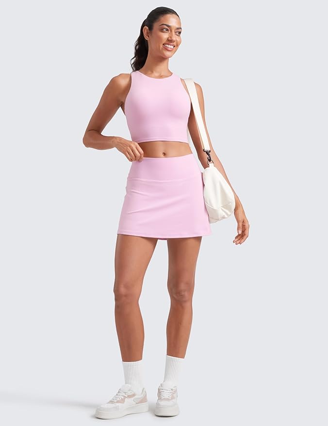 CRZ YOGA Butterluxe High Waisted Tennis Skirts | Built-in Shorts with Pockets, Extremely Soft, Casual, A Line, Stretchy, Mini, Skort for Women