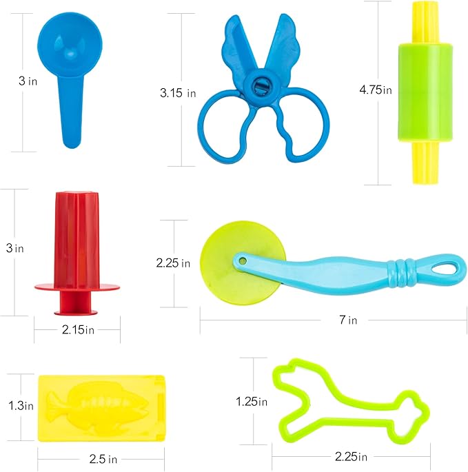 Dough Tools for Kids, 46Pcs Dough Tools Kit Include Assorted Colors Dough Accessory Molds Rollers Cutters Scissors and Storage Bag for Playing