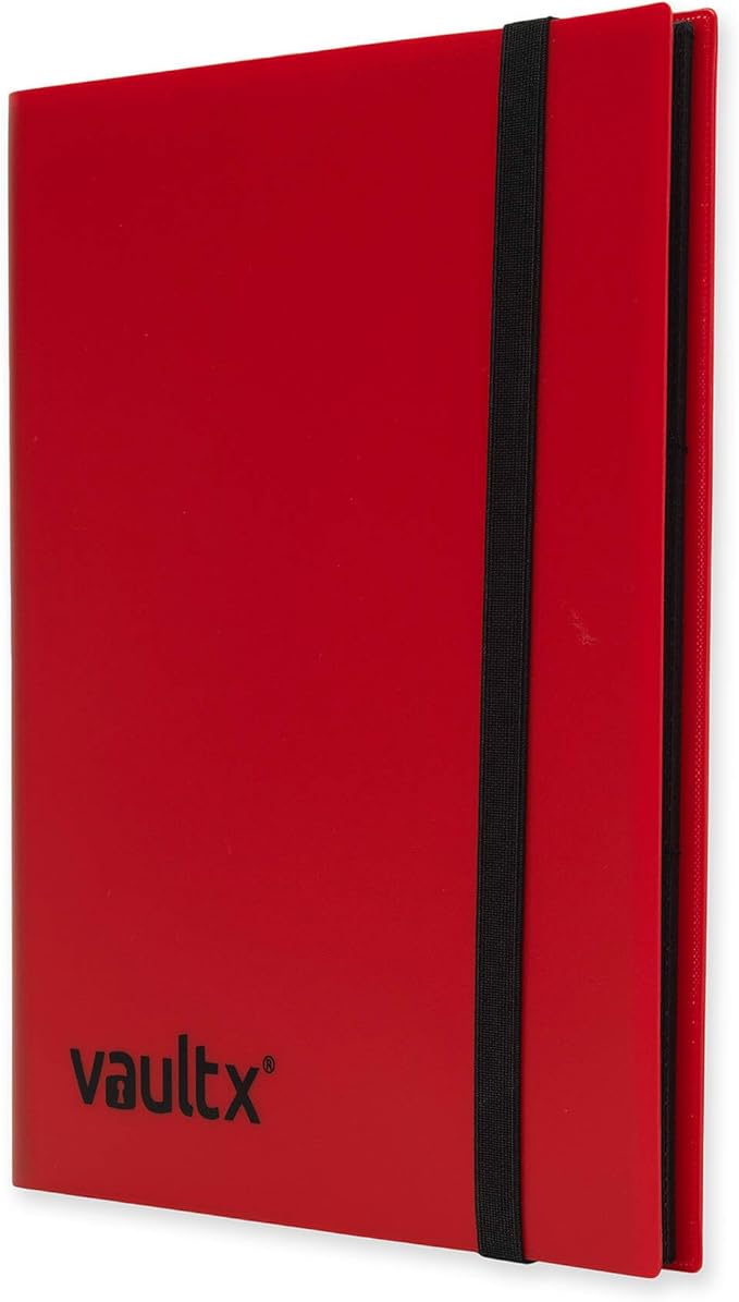 Vault X 9 Pocket Standard Strap Binder, Holds 360 Trading Cards in 20 Side-Loading Pages (Red)