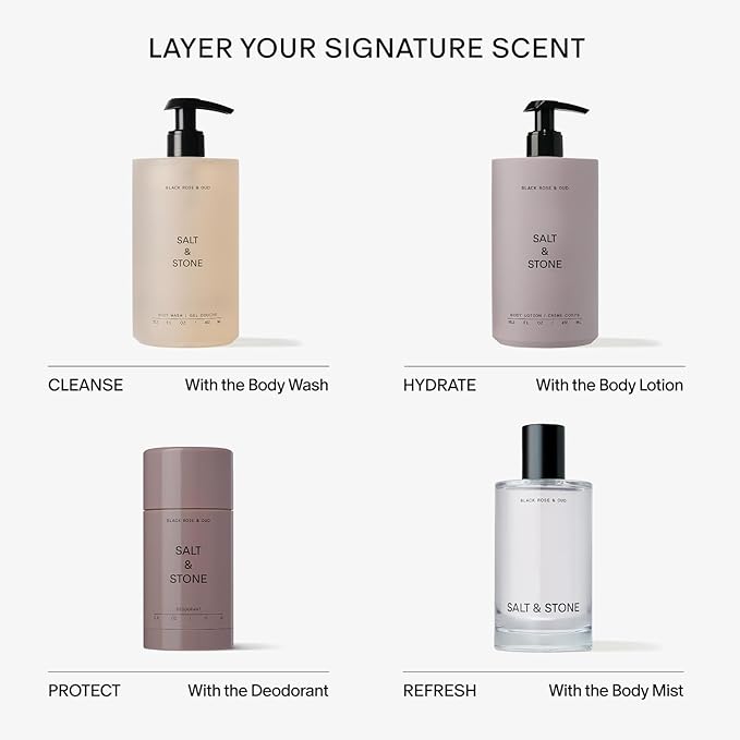 Salt & Stone Body Lotion for Women & Men | Black Rose & Oud | Hydrates, Nourishes & Softens Skin | Restores Dry Skin | Fast-Absorbing | Cruelty-Free & Vegan | 3.4 fl oz