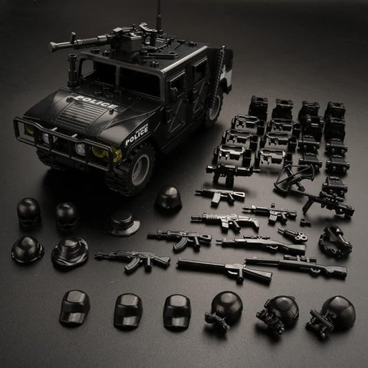 Military Vehicle Building Blocks Set with 6 Mini Soldiers, 4 in 1 Army Truck Building Kit, Army Vehicles Toys for Boys